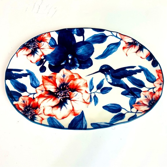 10 Strawberry Street Royal Hummingbird Oval Platter 14” - Picture 2 of 4